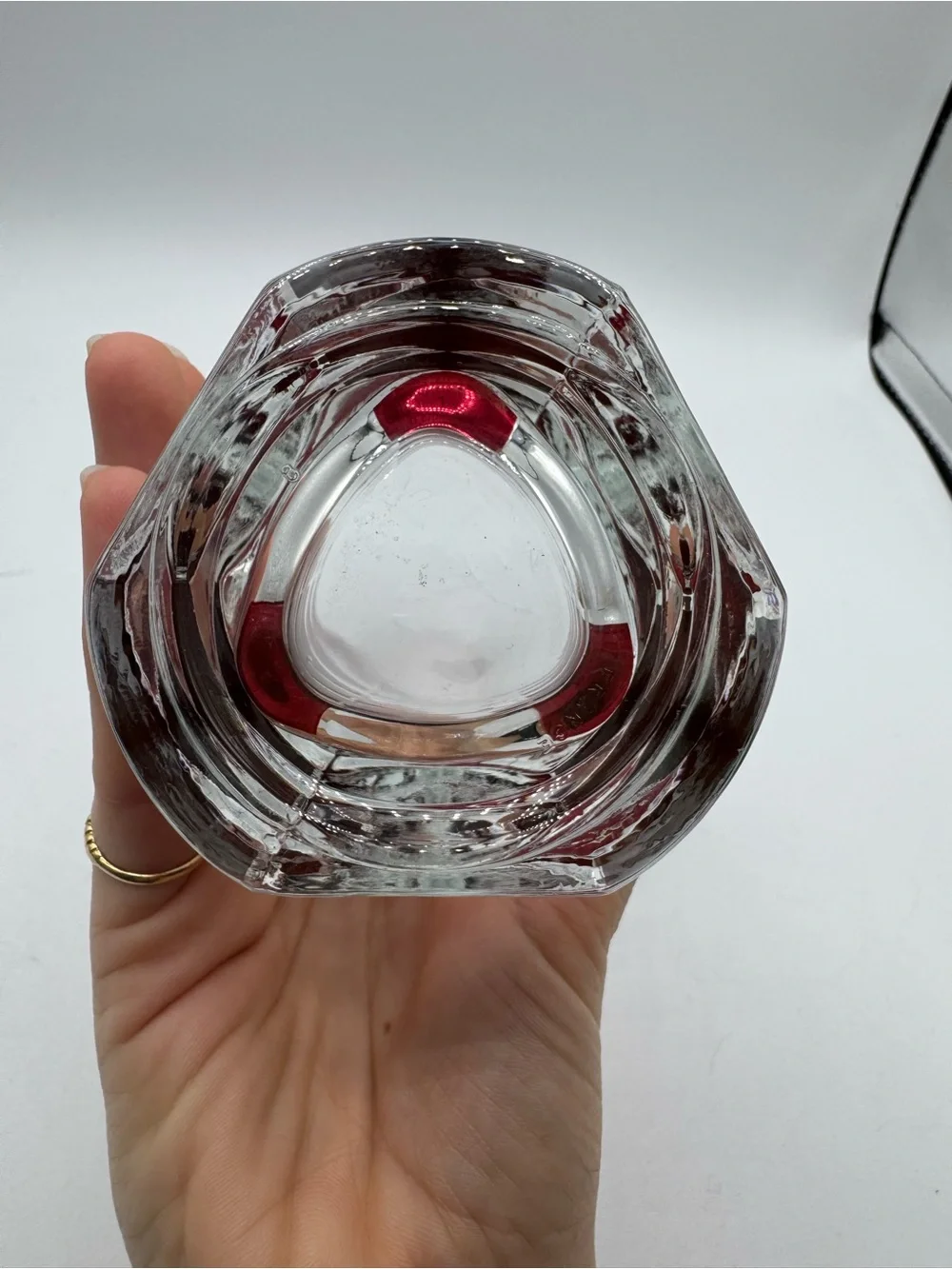 VINTAGE FRENCH GLASS VASE LUMINARC DURAND GEOMETRIC DESIGN CRANBERRY